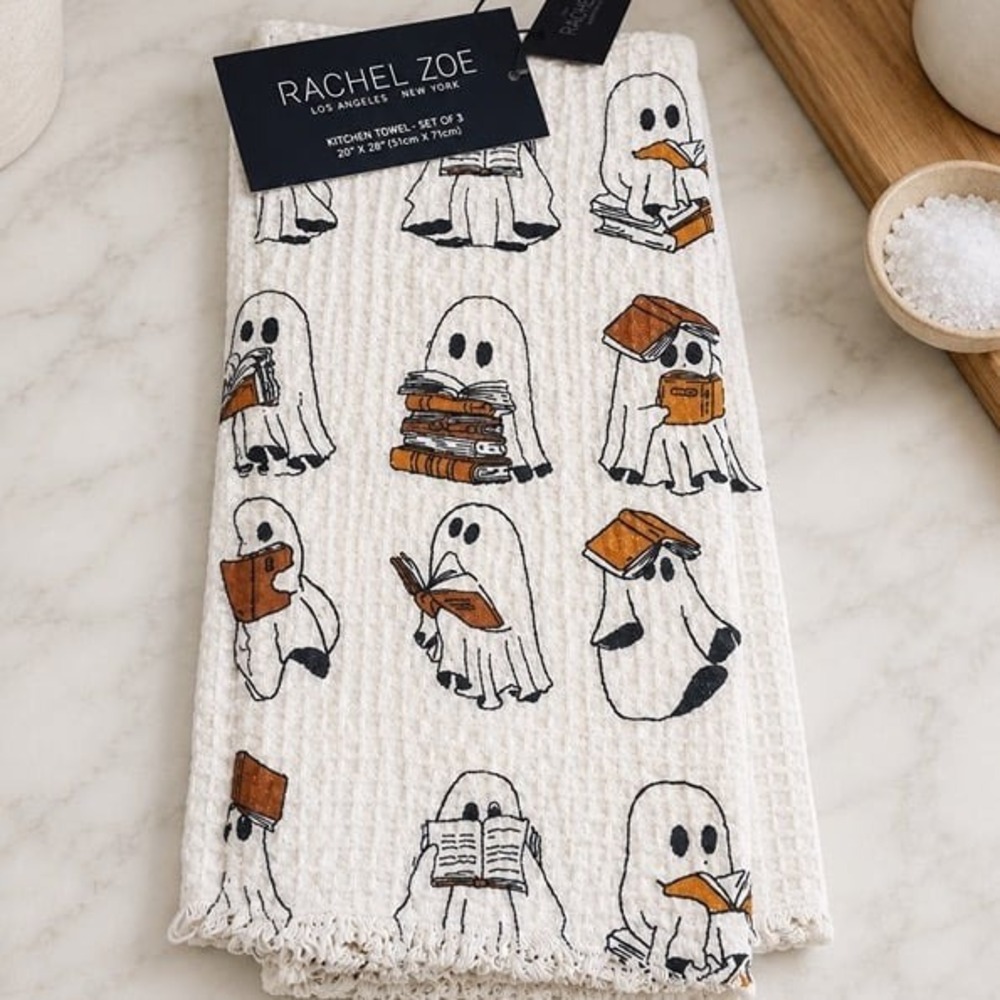Tiktok Viral Ghosts Reading Books Halloween Kitchen Towels - Rachel Zoe